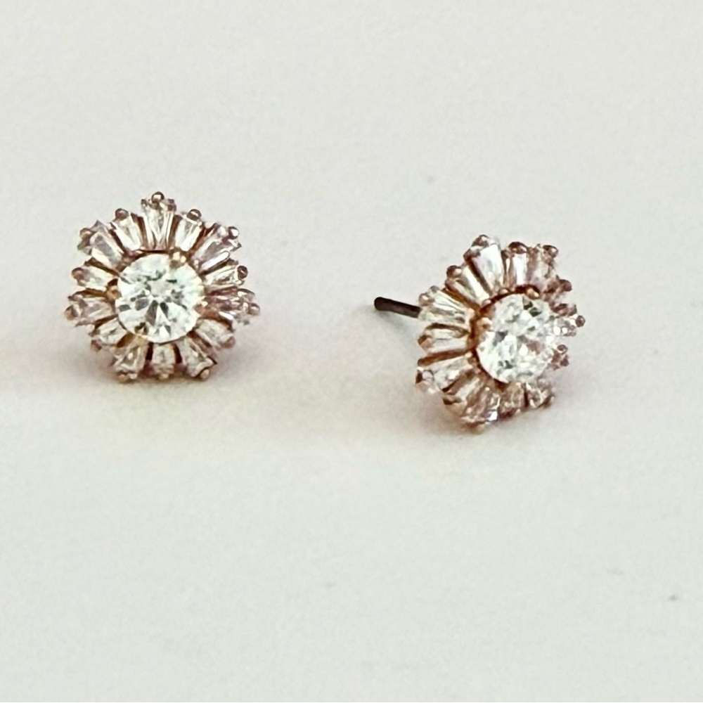 Swarovski Crystal Rose Tone Sunburst Studs